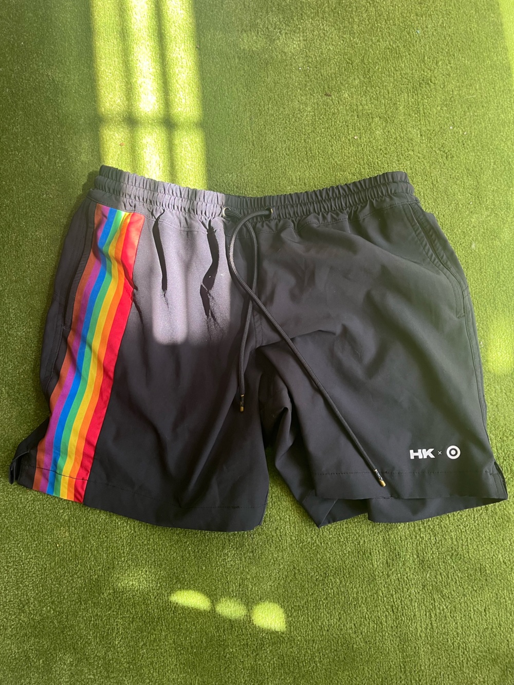 HK x Target Black Running Shorts with Rainbow Stripe